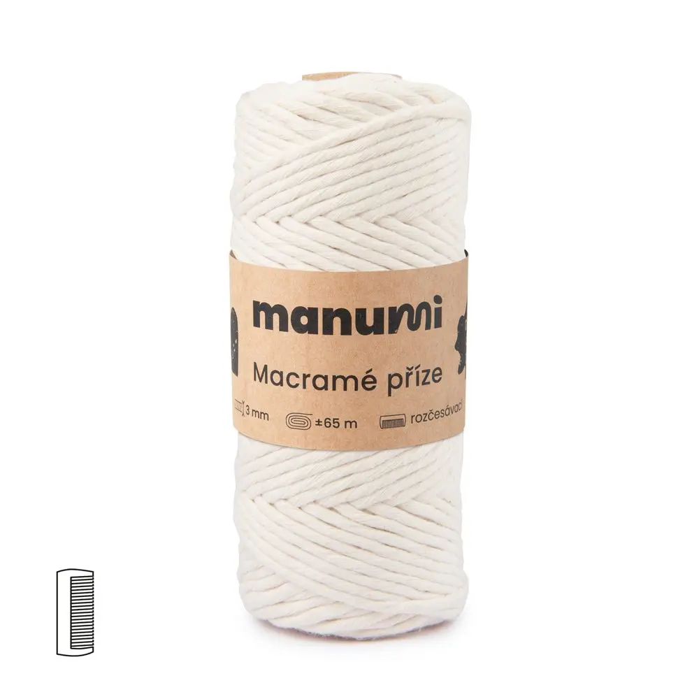Manumi Macramé příze stáčená 3mm natural -