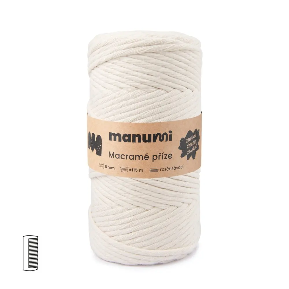 Manumi Macramé příze stáčená 5mm natural 125m -