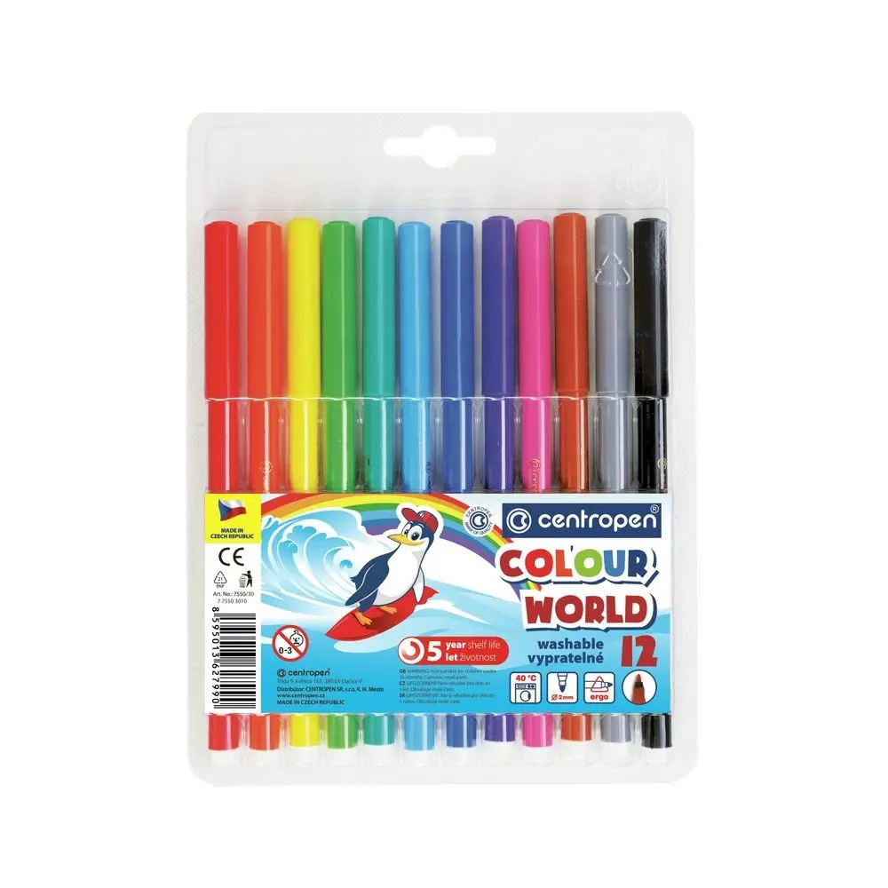 Centropen Fixy COLOUR WORLD 7550 trojboké, sada 12 barev