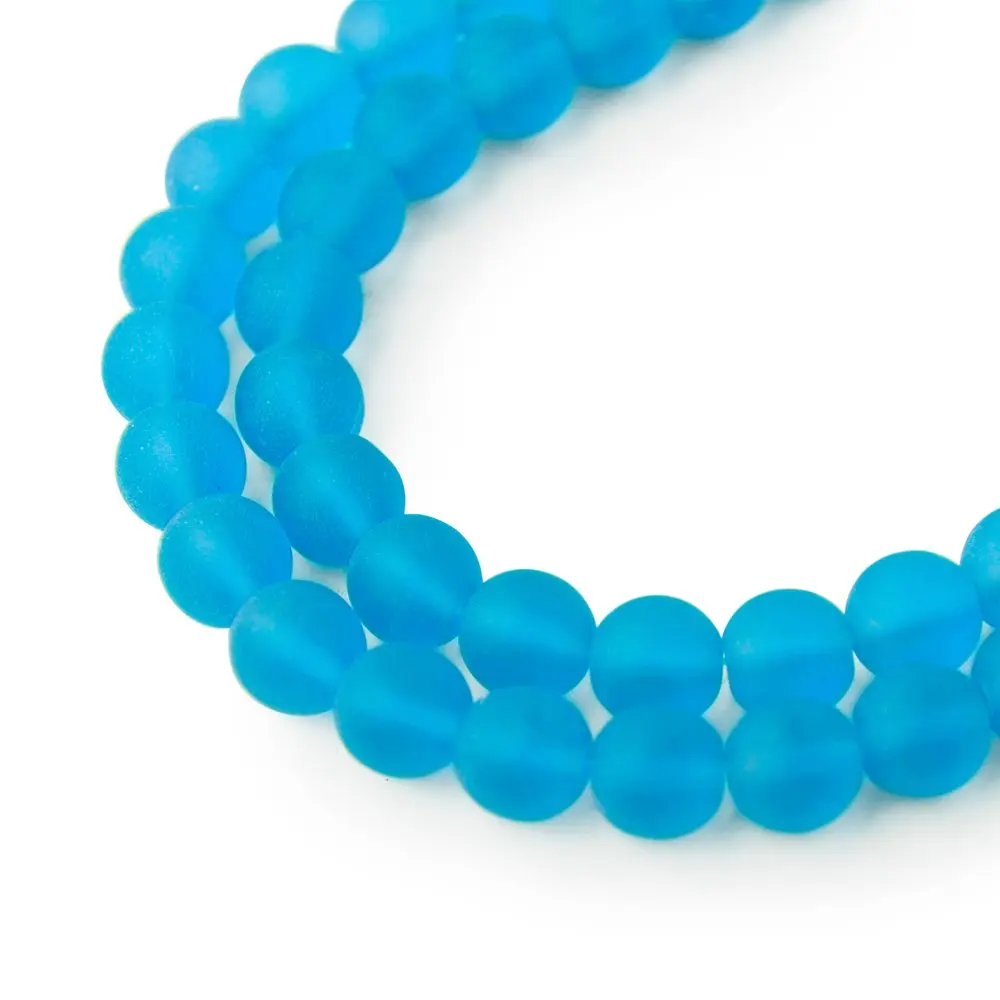 Manumi české skleněné mačkané kuličky 8 mm Aqua Matt - 22 ks