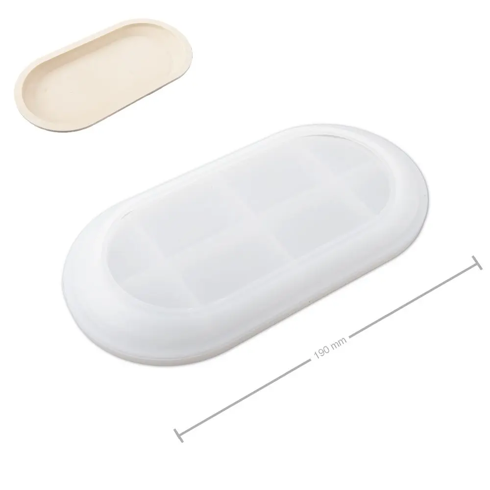 Manumi Silikonová forma na odlévání kreativní hmoty podtácek ovál 190x96x16mm -