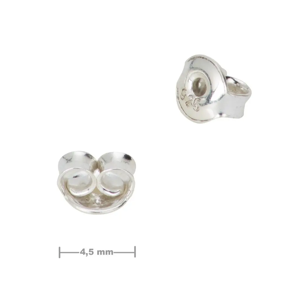 Stříbrná náušnicová zarážka motýlek 4,5 mm -