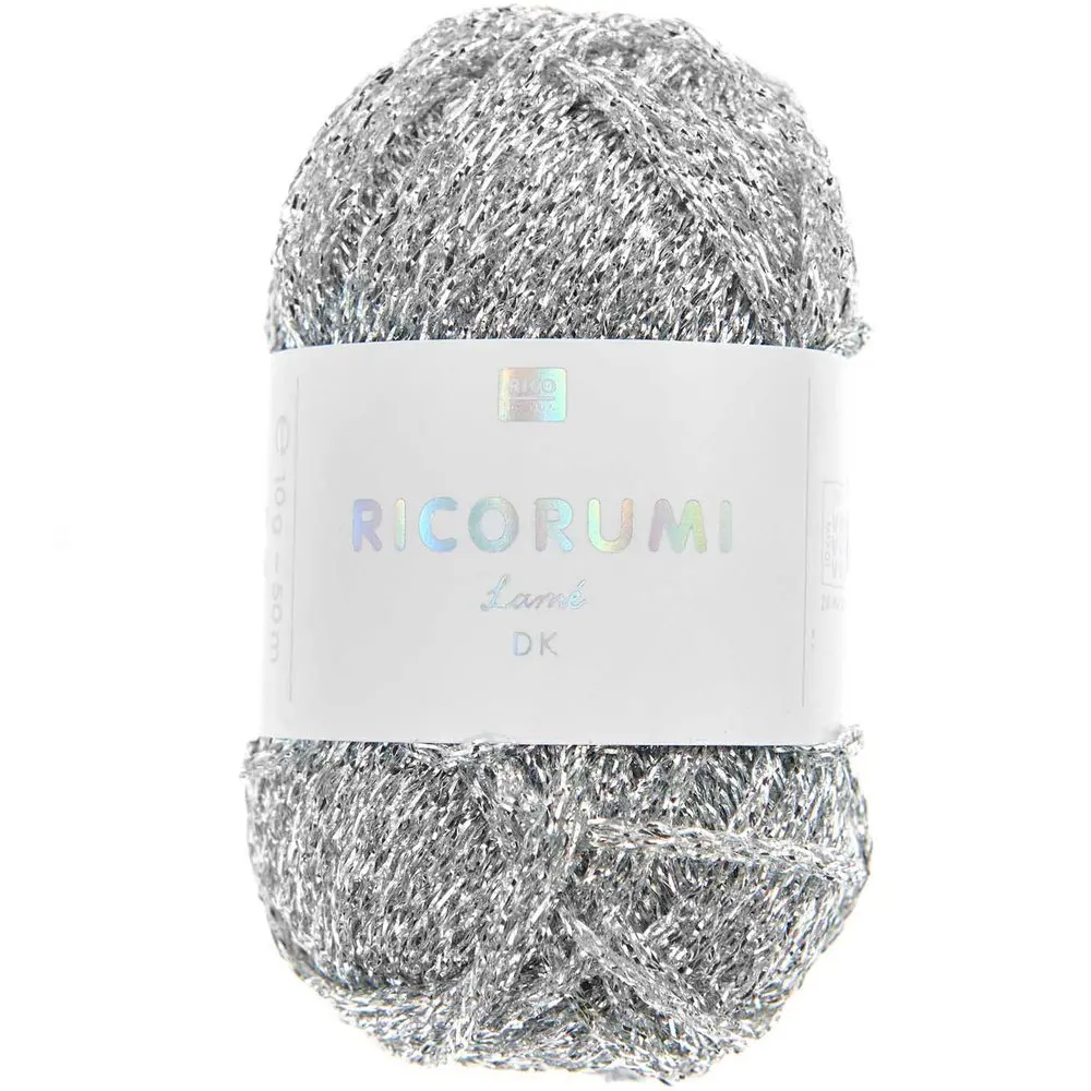 Rico Design Efektní háčkovací příze Ricorumi Lamé odstín 001 v barvě stříbra -