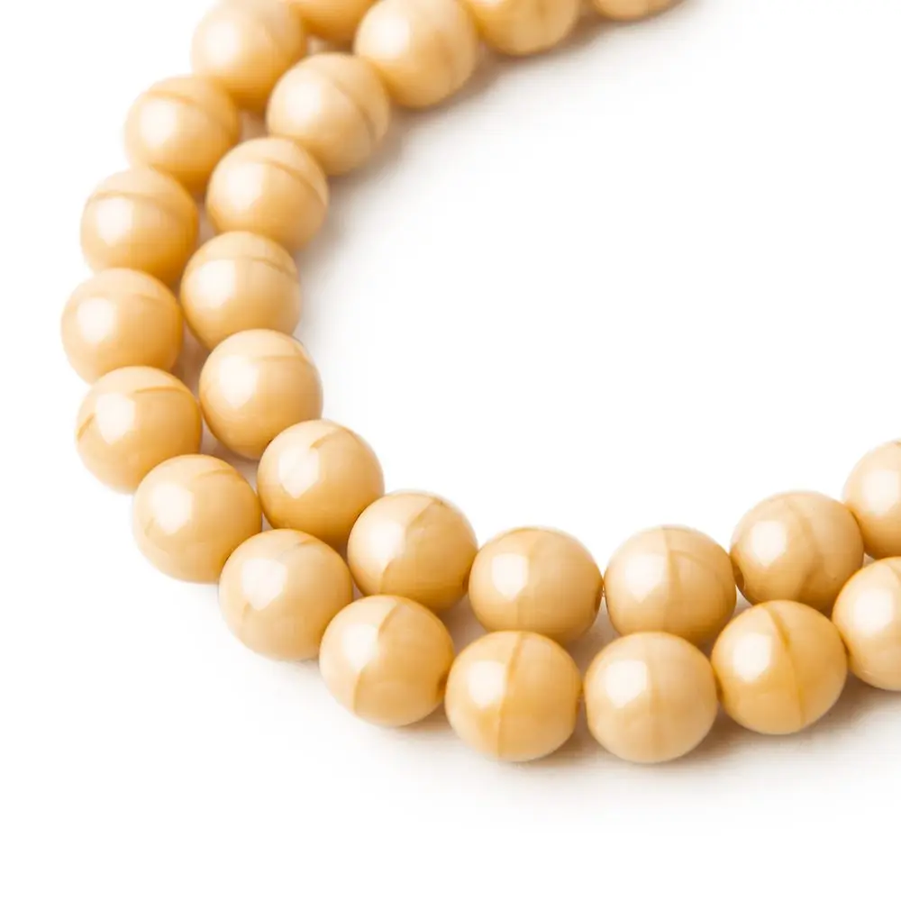 Manumi české skleněné mačkané kuličky 8 mm Opaque Ivory - 22 ks