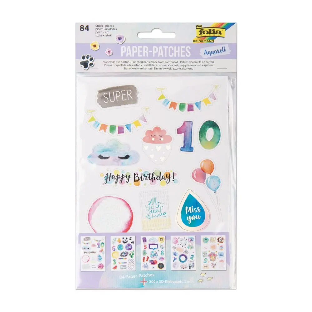 Papírové výseky Aquarell 84 ks -
