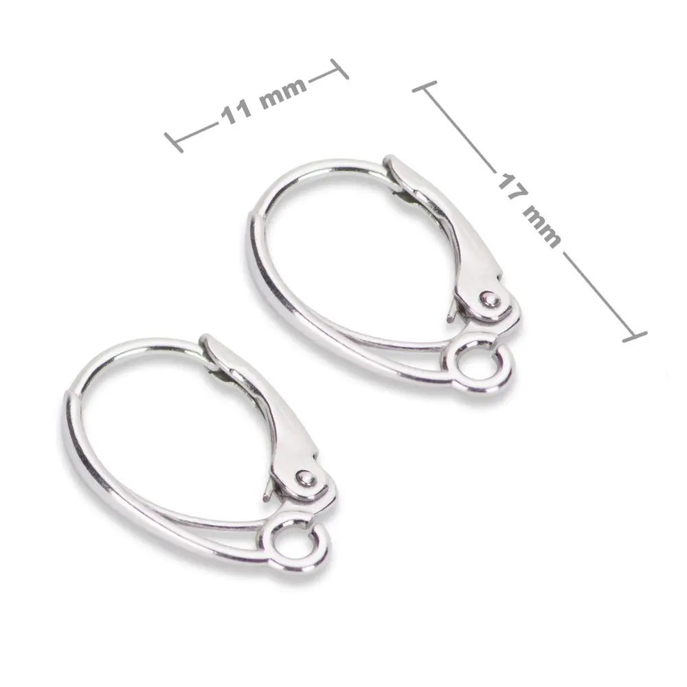 Stříbrné rhodiované náušnicové háčky 17 x 11 mm -