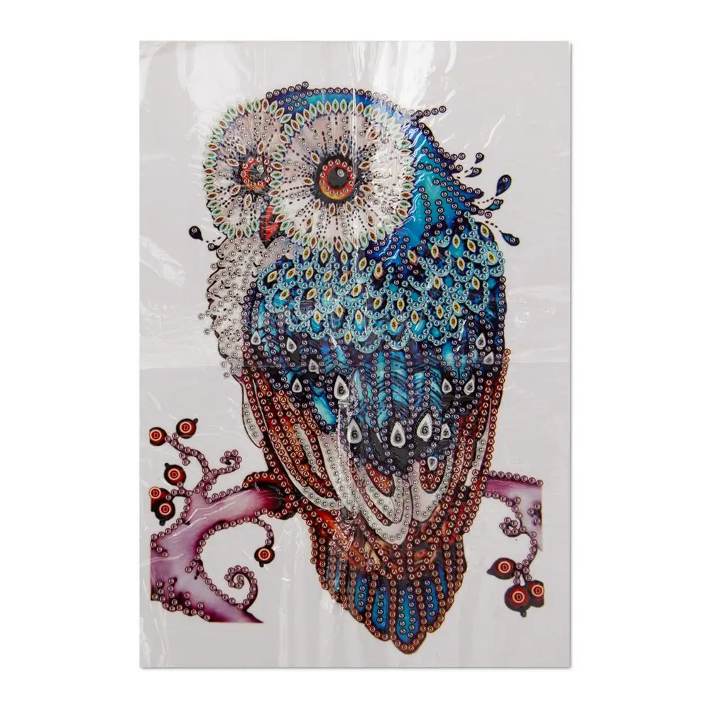 Diamantové malování samolepka pohádková sova 16,5 x 24,5 cm -
