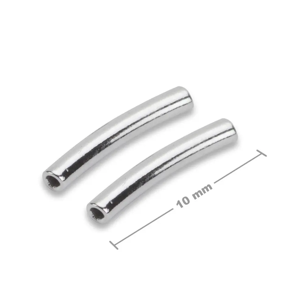 Stříbrná zahnutá distanční trubička 10 x 1,5 mm -