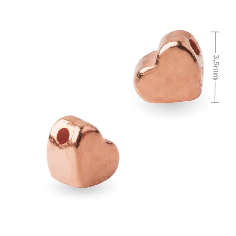 Stříbrný korálek srdce 4 x 3,5 mm pozlacený 18K růžovým zlatem -