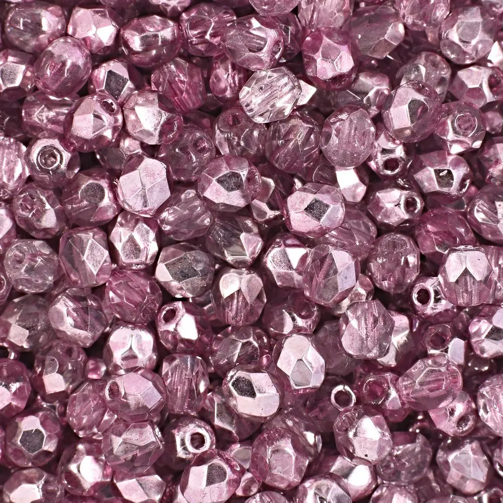 Manumi české broušené korálky 4 mm Coated Half Silver Plum -