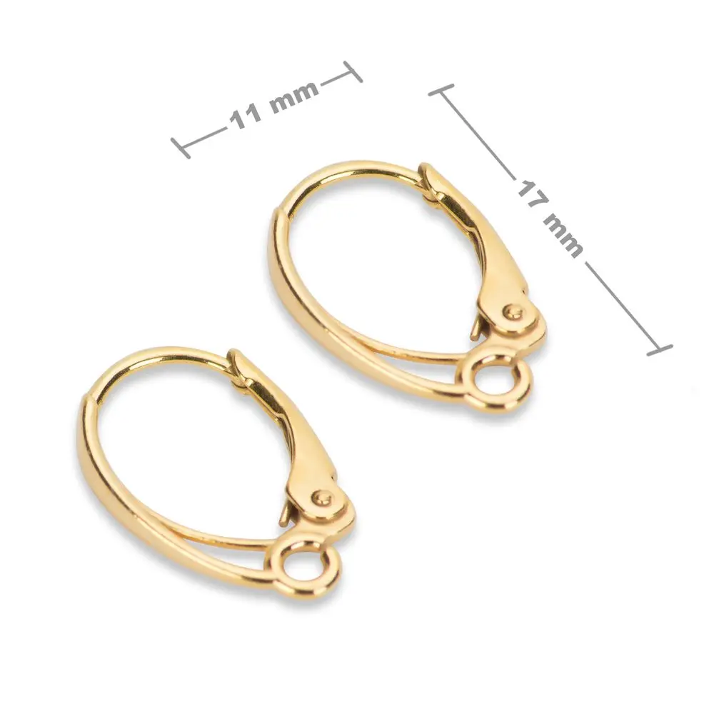 Stříbrné náušnicové háčky 17 x 11 mm pozlacené 24K zlatem -