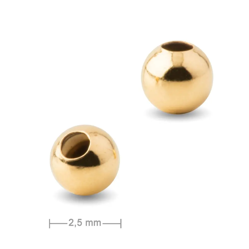 Stříbrný korálek 2,5 mm pozlacený 24K zlatem -