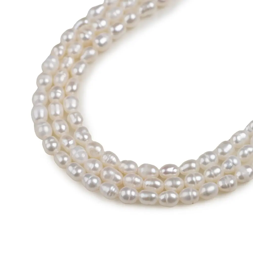 Korálky z pravých říčních perliček ve tvaru rýže 3–4 mm -