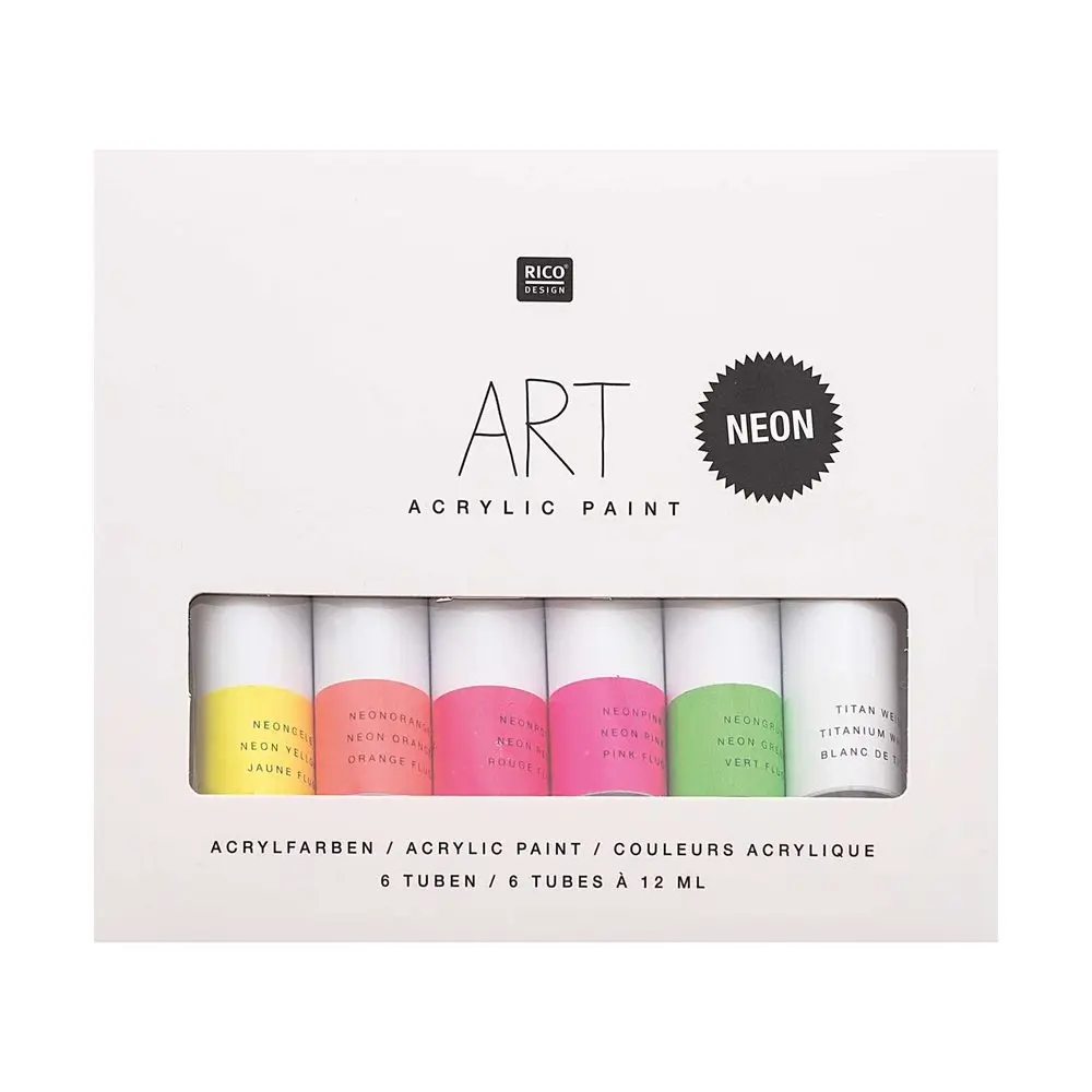 Rico Design Sada akrylových neonových barev 6x12ml -