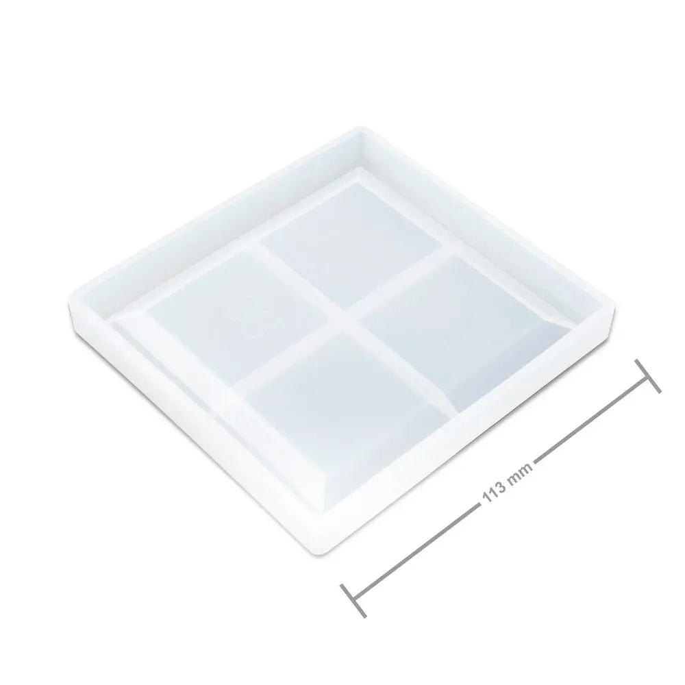 Manumi Silikonová forma na odlévání křišťálové pryskyřice podtácek čtverec 113x113x12mm - 3 ks