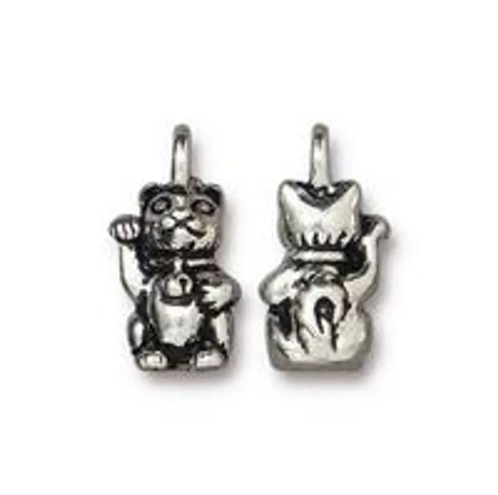 TierraCast přívěsek Maneki Neko starostříbrný -
