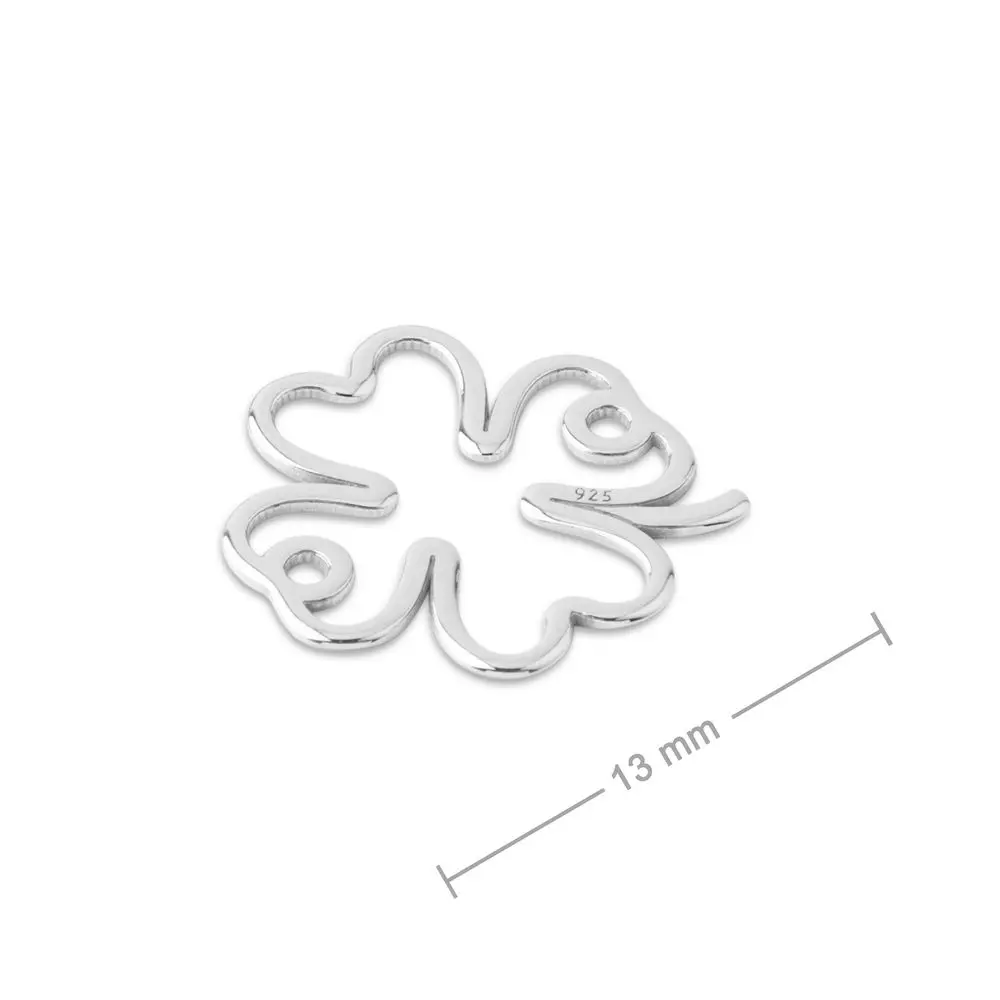 Stříbrný spojovací díl čtyřlístek 13 mm -