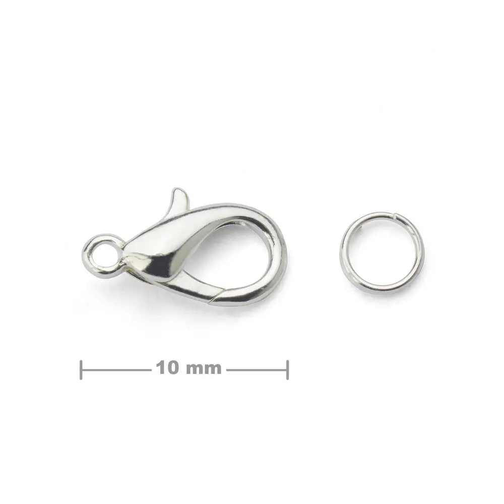 Bižuterní karabinka 10 mm v barvě stříbra -