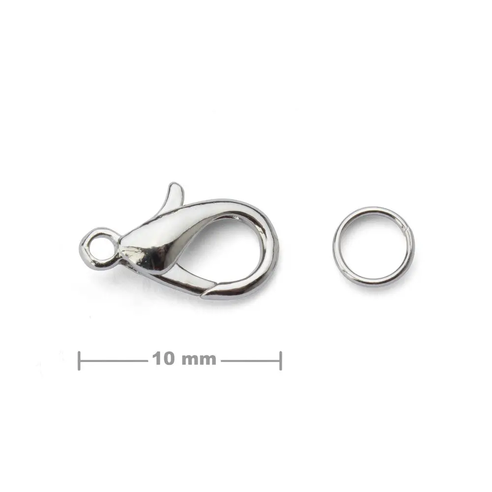 Bižuterní karabinka 10 mm v barvě platiny -