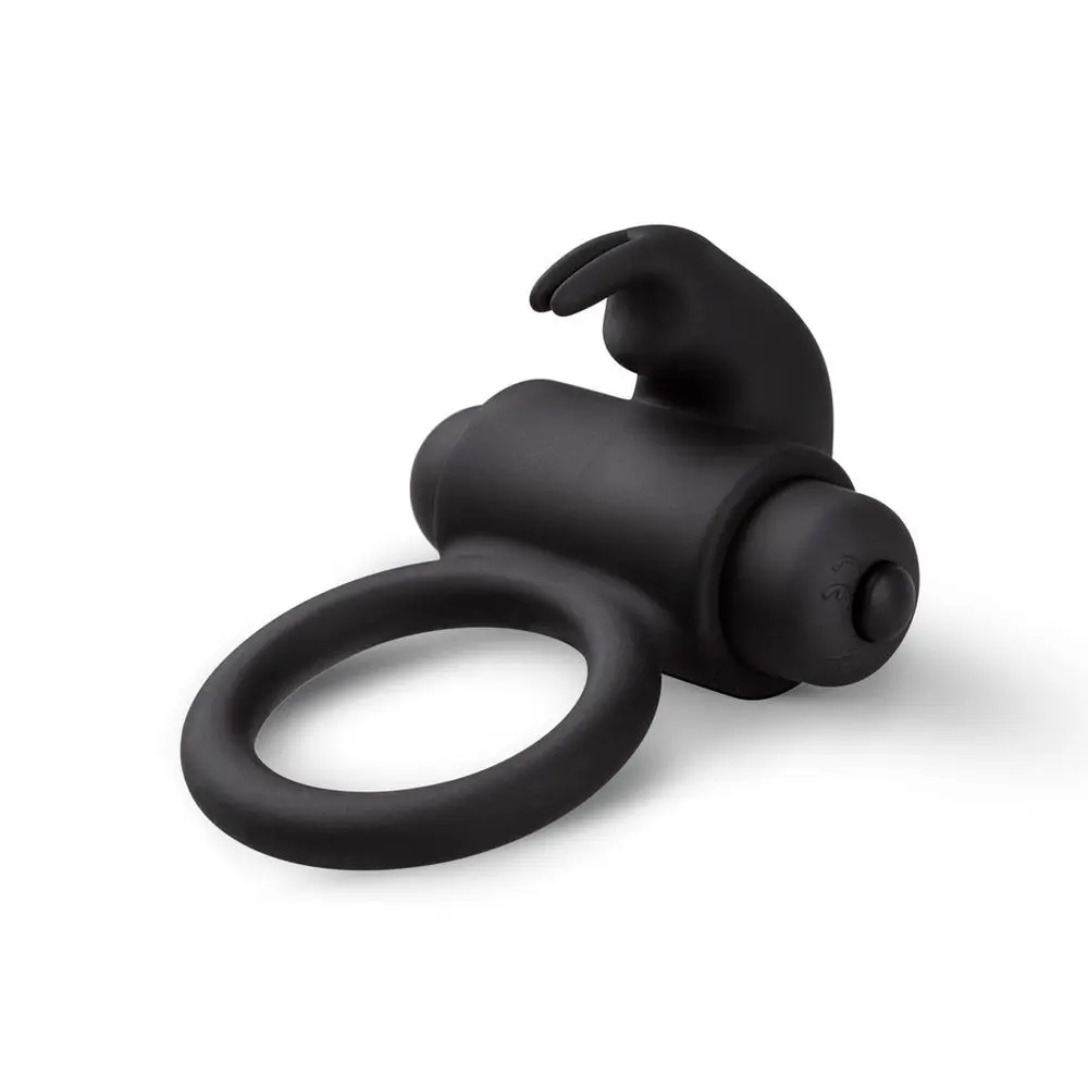 EasyToys - vibrační erekční kroužek s králíčkem - černý