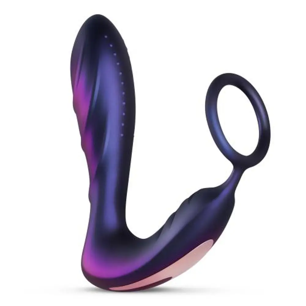 Kolík anální HUEMAN Black Hole Anal Vibrator With Cockring modrý
