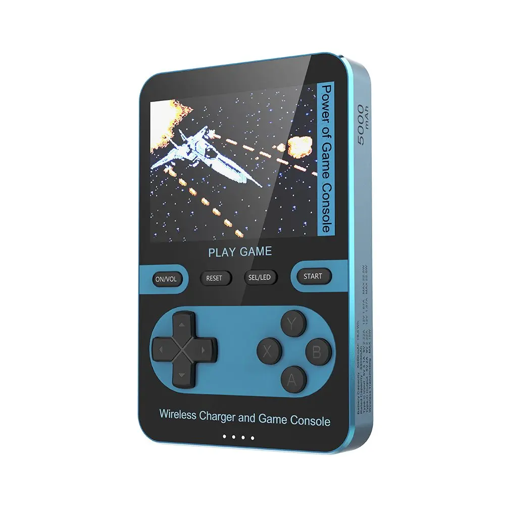 2v1 Herní retro konzole s MagSafe powerbankou, 5000 mAh, 15W bezdrátovým nabíjením, modrá
