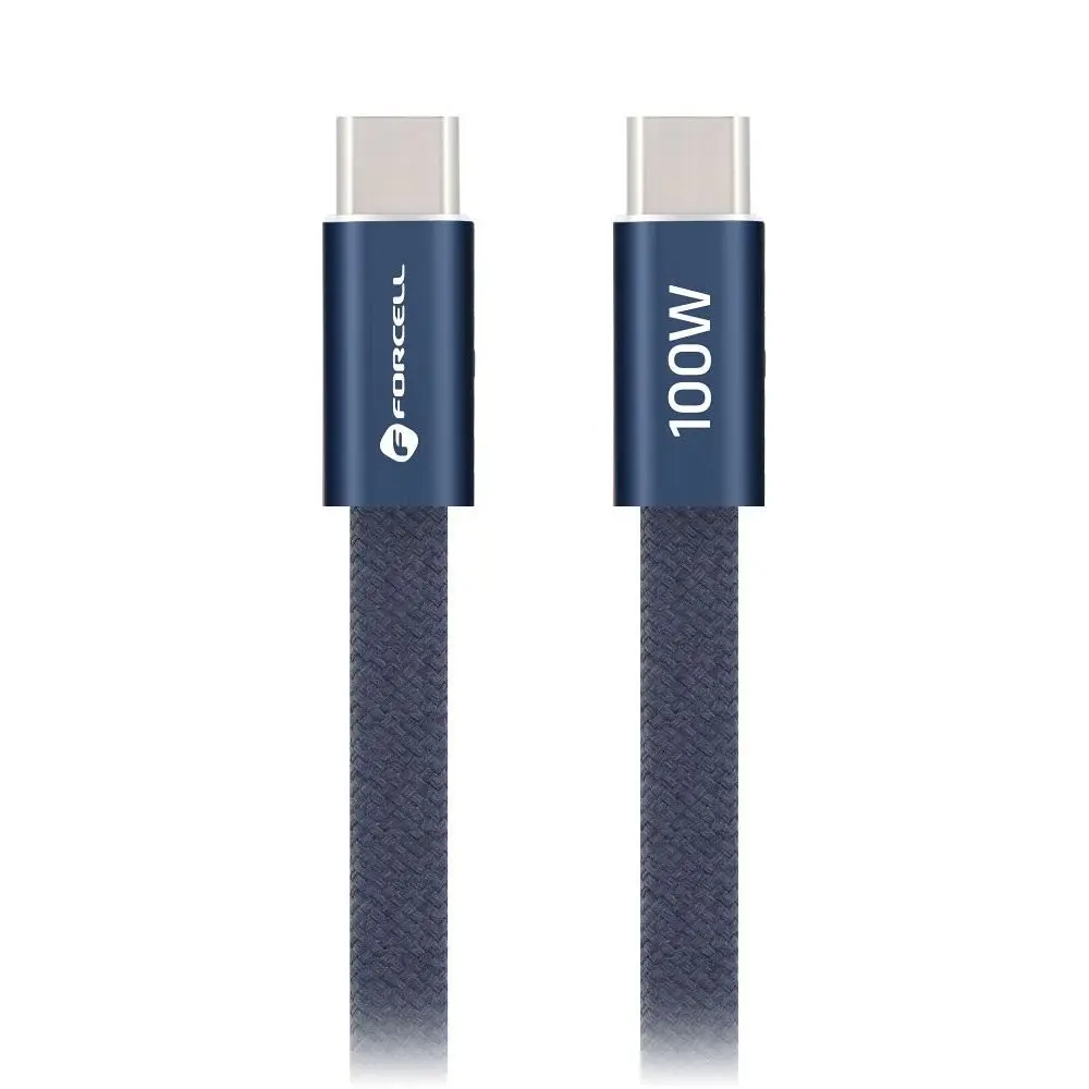 Forcell F-Energy kabel USB-C - USB-C, QC4.0, PD, 5A, 100W, 1,2 m, modrý