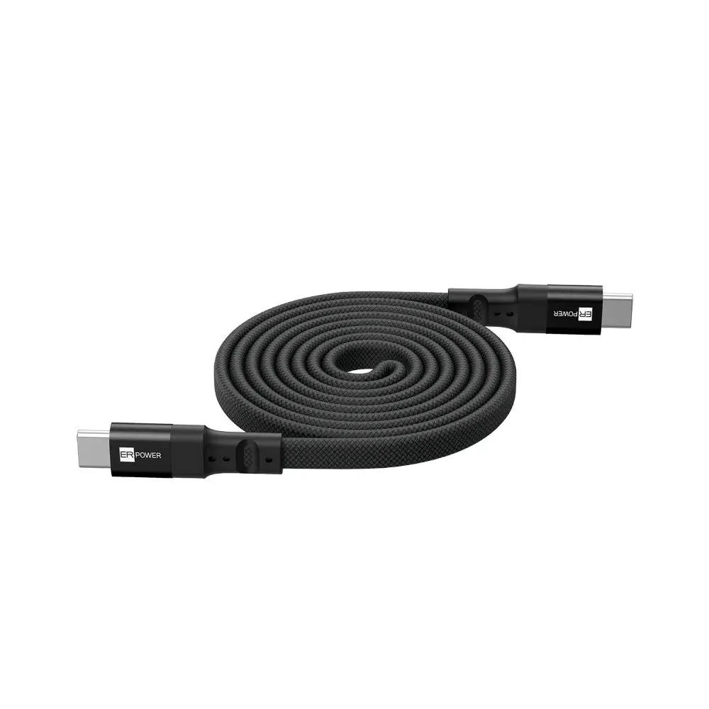 ER POWER Flat Magnetic kabel USB-C - USB-C, PD 100W, 1,5m, černý