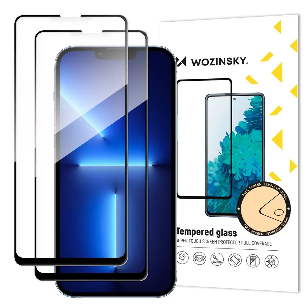 Wozinsky 2x 5D Tvrzené sklo, iPhone 13 / 13 Pro / 14 / 16e / 17e, černé