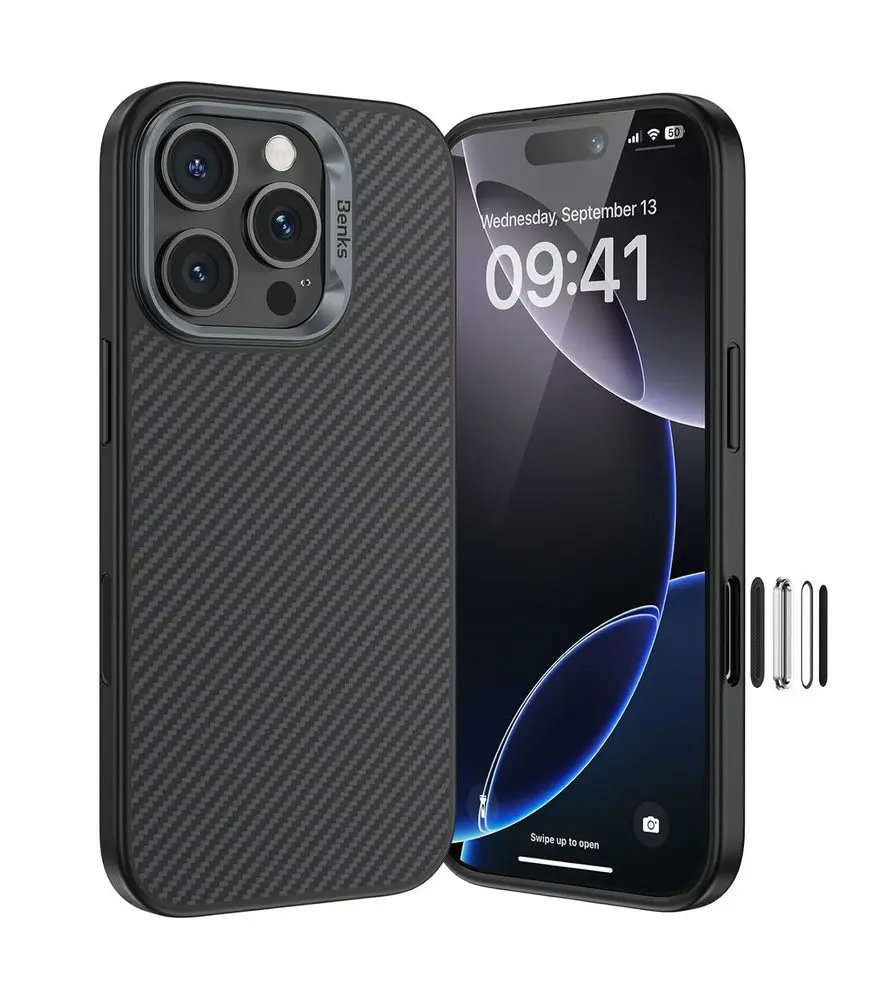 Benks Magnetic Armor Pro Kevlar obal Metal Frame, iPhone 16 Pro Max, černý
