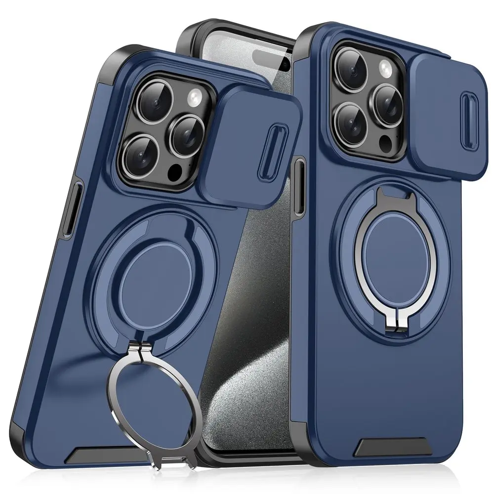 Camslide Stand obal, iPhone 15 Pro, modrý