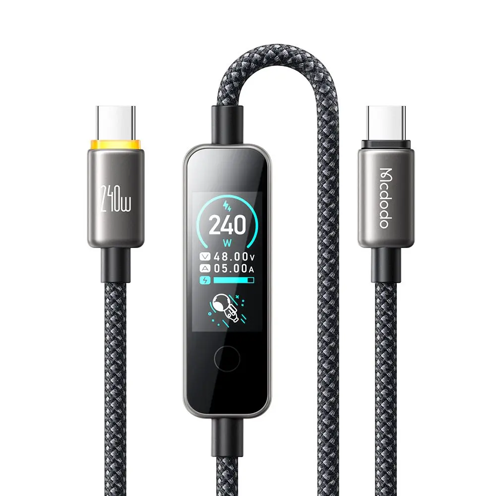 Mcdodo datový kabel s TFT displejem (CA-8750) USB-C - USB-C, 240 W, 1,2 m, černý