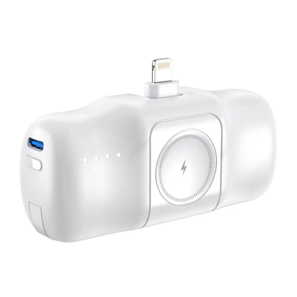Wozinsky WF16-YLS 15W Mini powerbanka 5000mAh Lightning + USB-C + nabíječka pro Apple Watch, bílá