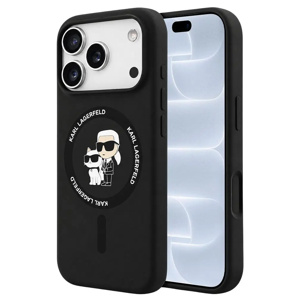 Karl Lagerfeld Silicone KC Body Ring MagSafe ochranný kryt pro iPhone 17 Pro / 18 Pro, černý