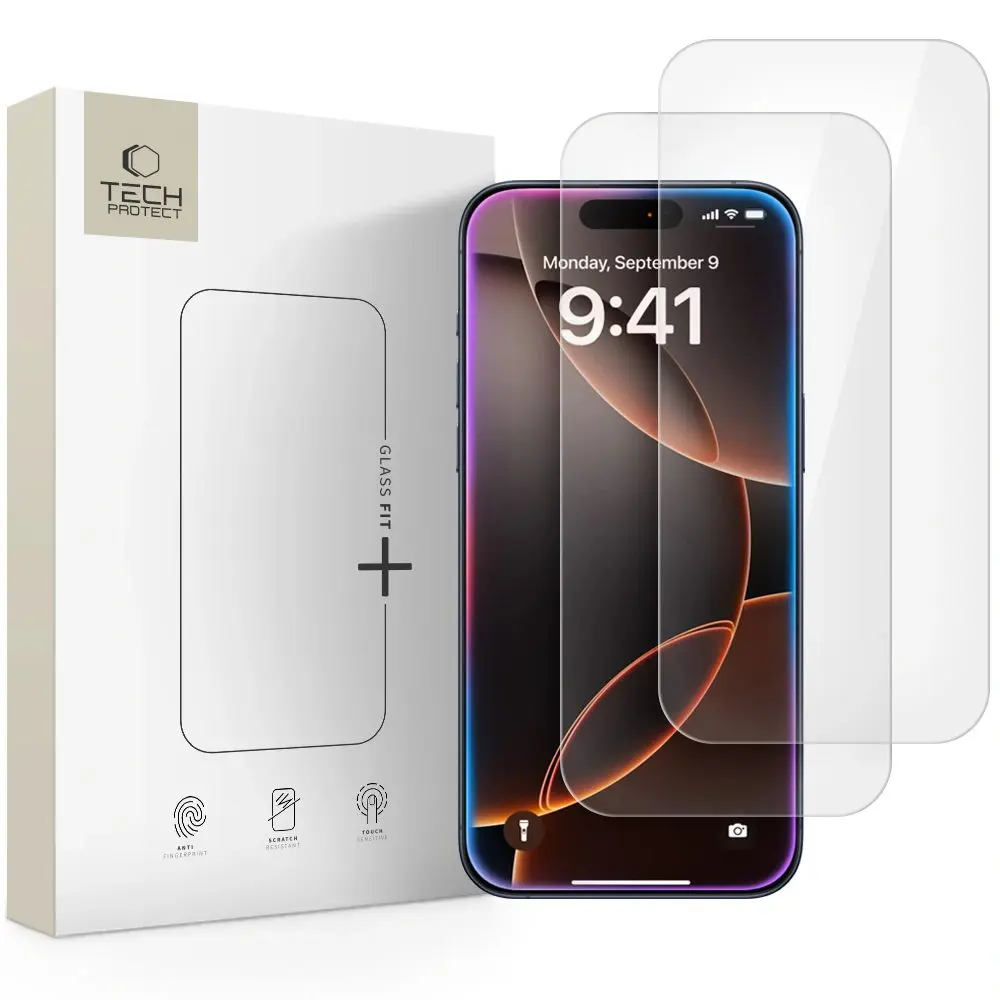 Tech-Protect Tvrzené sklo Fit+ iPhone 16 Pro / 17 / 17 Pro, průhledné, 2 kusy