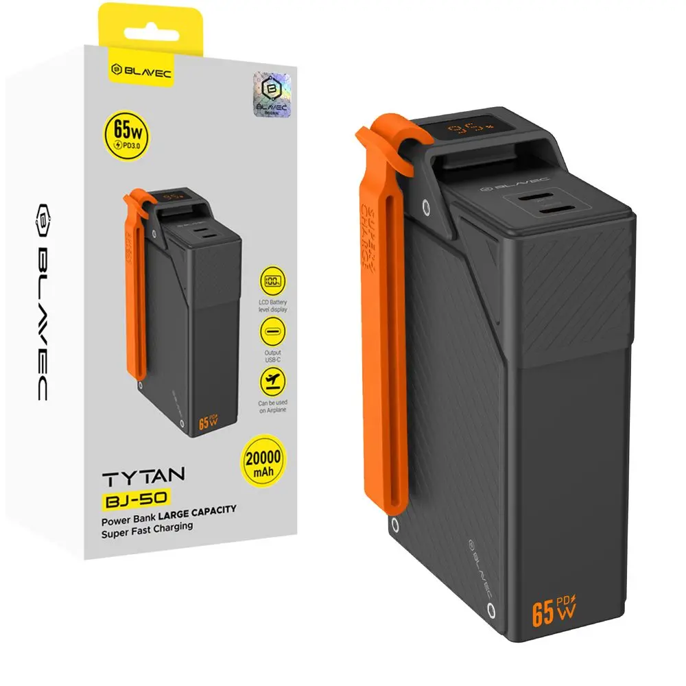 Blavec Powerbanka BJ-50 20 000 mAh, 65 W, 2x USB-C, černá