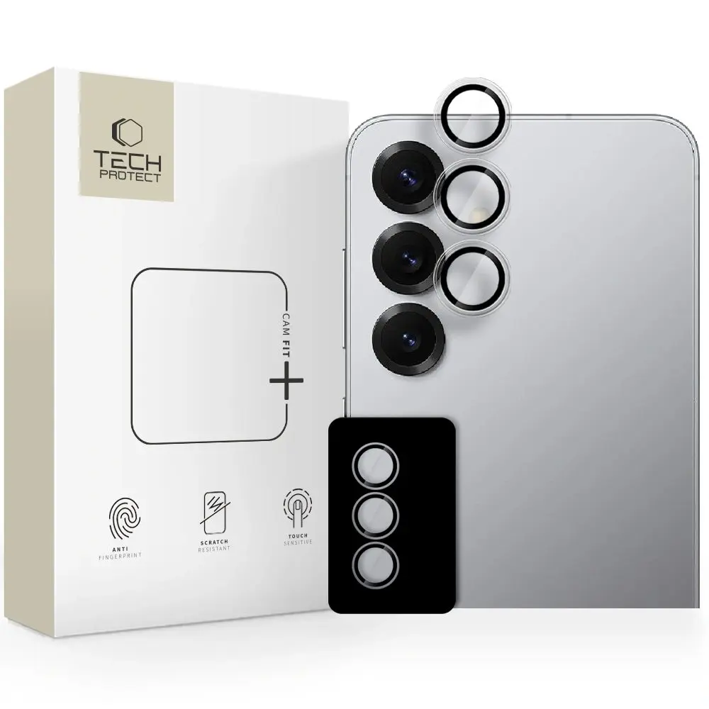 Tech-Protect Camring Fit+, sklíčko pro čočku fotoaparátu, Samsung Galaxy S25 FE, průhledné