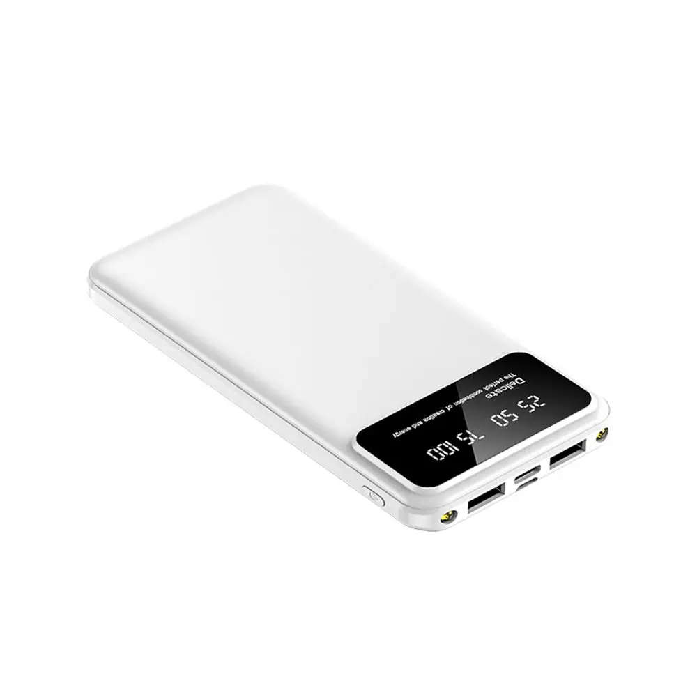 Powerbanka 10000mAh, 2x USB, 1x USB-C, s LED světlem, bílá