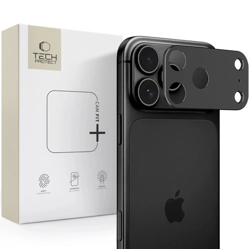 Tech-Protect Camalloy Fit+, ochranný kryt fotoaparátu, iPhone 18 Pro Max, černý