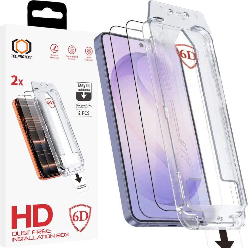 Tel Protect Dust-Free Easy Fit 6D tvrzené sklo, Samsung Galaxy S26 Plus, 2 kusy, černé