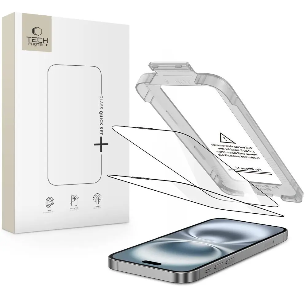 Tech-Protect Tvrzené sklo Quick Set+, iPhone 17, černé, 2 kusy