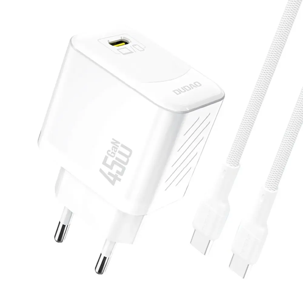 Dudao A28C nabíječka + USB-C kabel, 45W, GaN, bílá