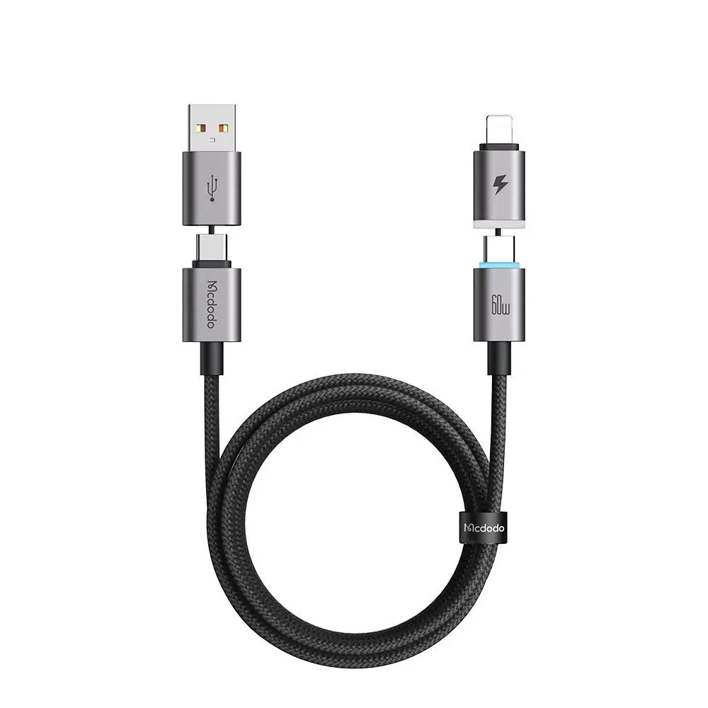 Mcdodo Datový kabel 4v1 Extreme Energy (CA-6560), USB-C / USB-A - USB-C / Lightning, 60 W, 1,2 m, černý