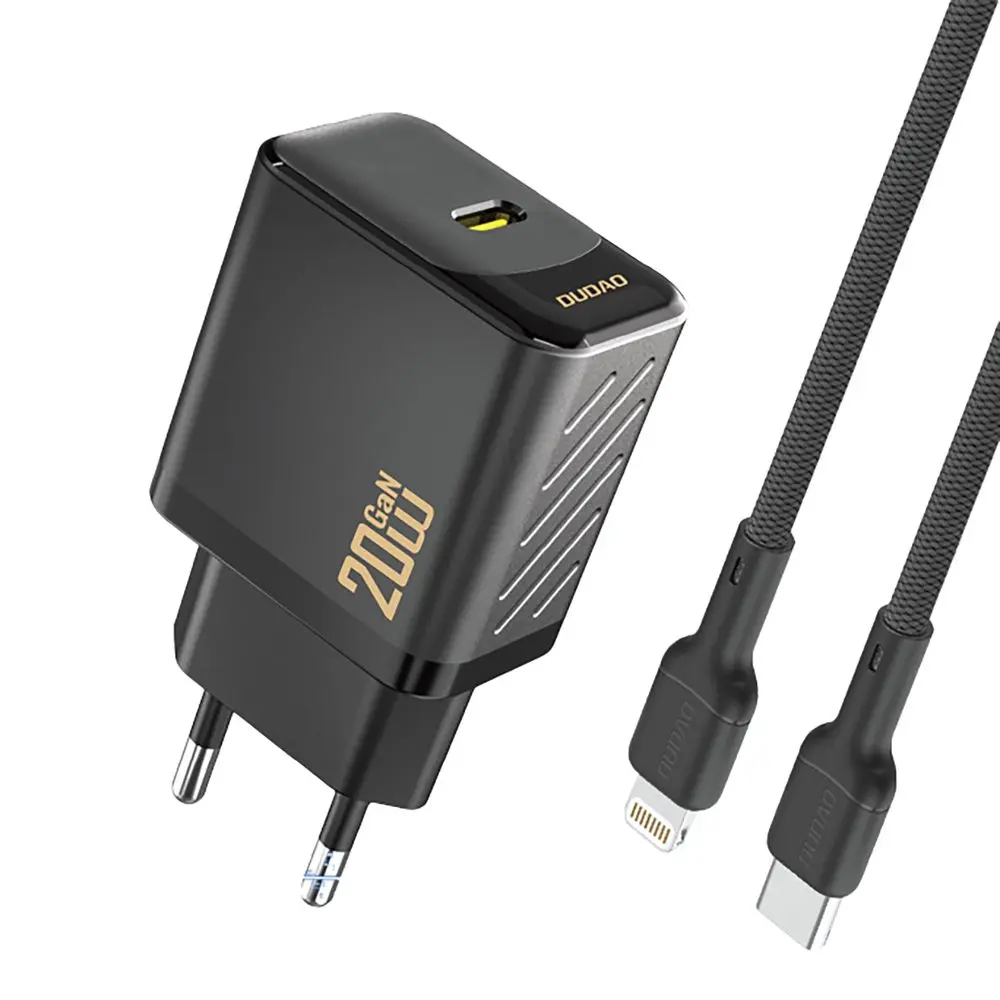 Dudao A26LEU nabíječka USB-C + kabel USB-C - Lightning, PD 20W GaN, černá