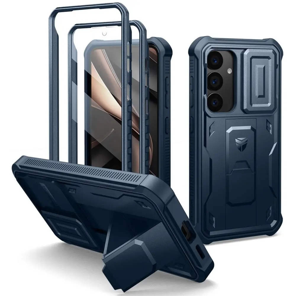 Dexnor 360 Kickstand Camprotector obal Samsung Galaxy S25 Plus, modrý