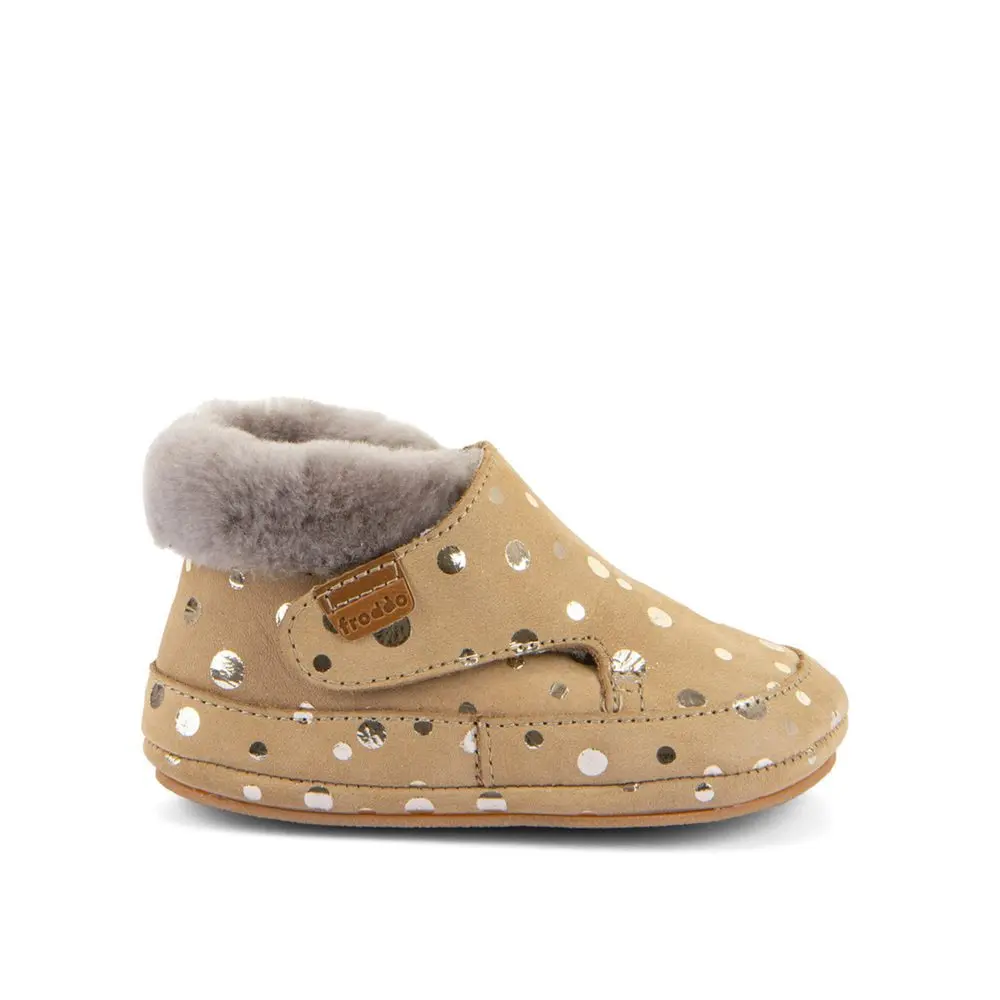 Dětské Barefoot Botičky FRODDO ZIMNÍ CAPÁČKY FURRY WALKERS zlaté+ -