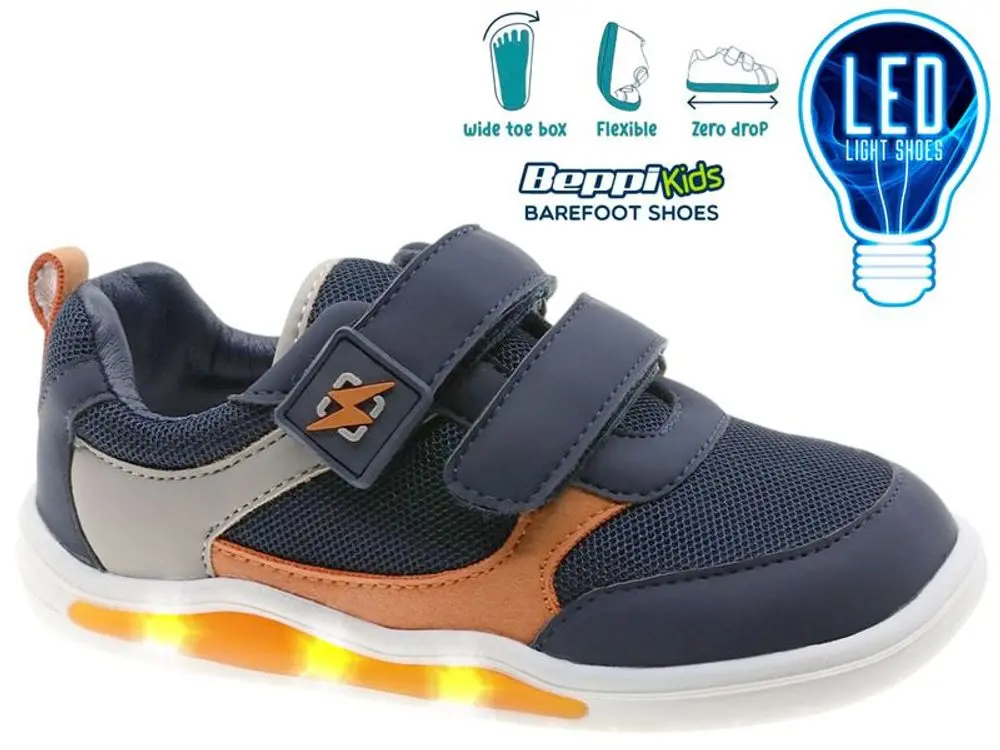 Dětské Barefoot Svítící Tenisky BEPPI SAPATO INFANTI tmavě modré -