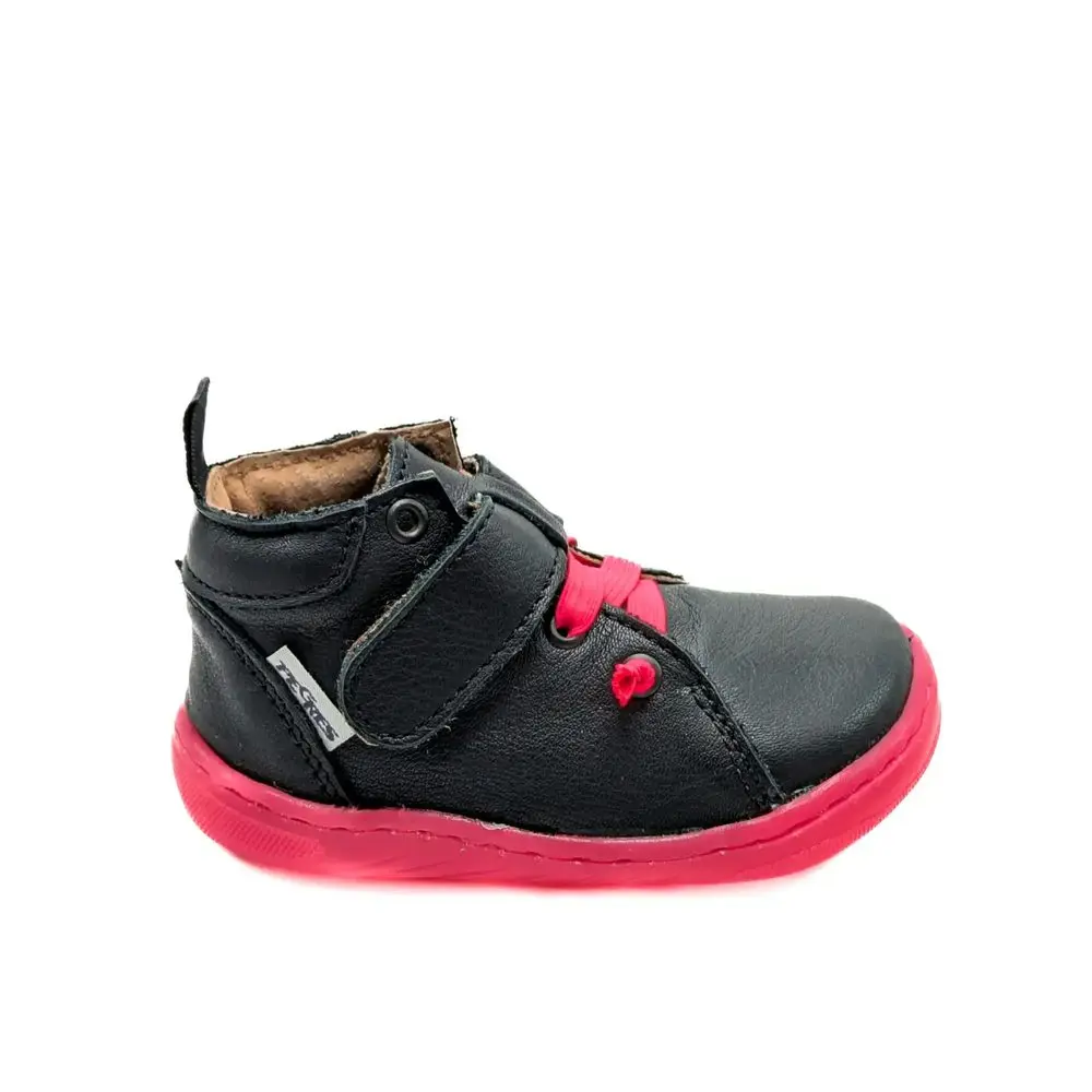 Dětské Barefoot Celoroční boty PEGRES SKINNY SBF 62F černo/růžové -