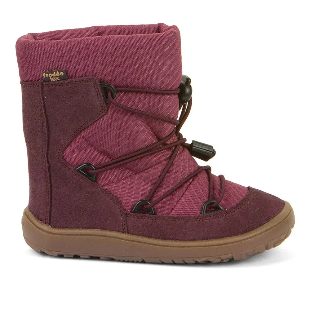 Dětské barefoot zimní boty FRODDO ZIMNÍ TEX TRACK WOOL bordó - 33