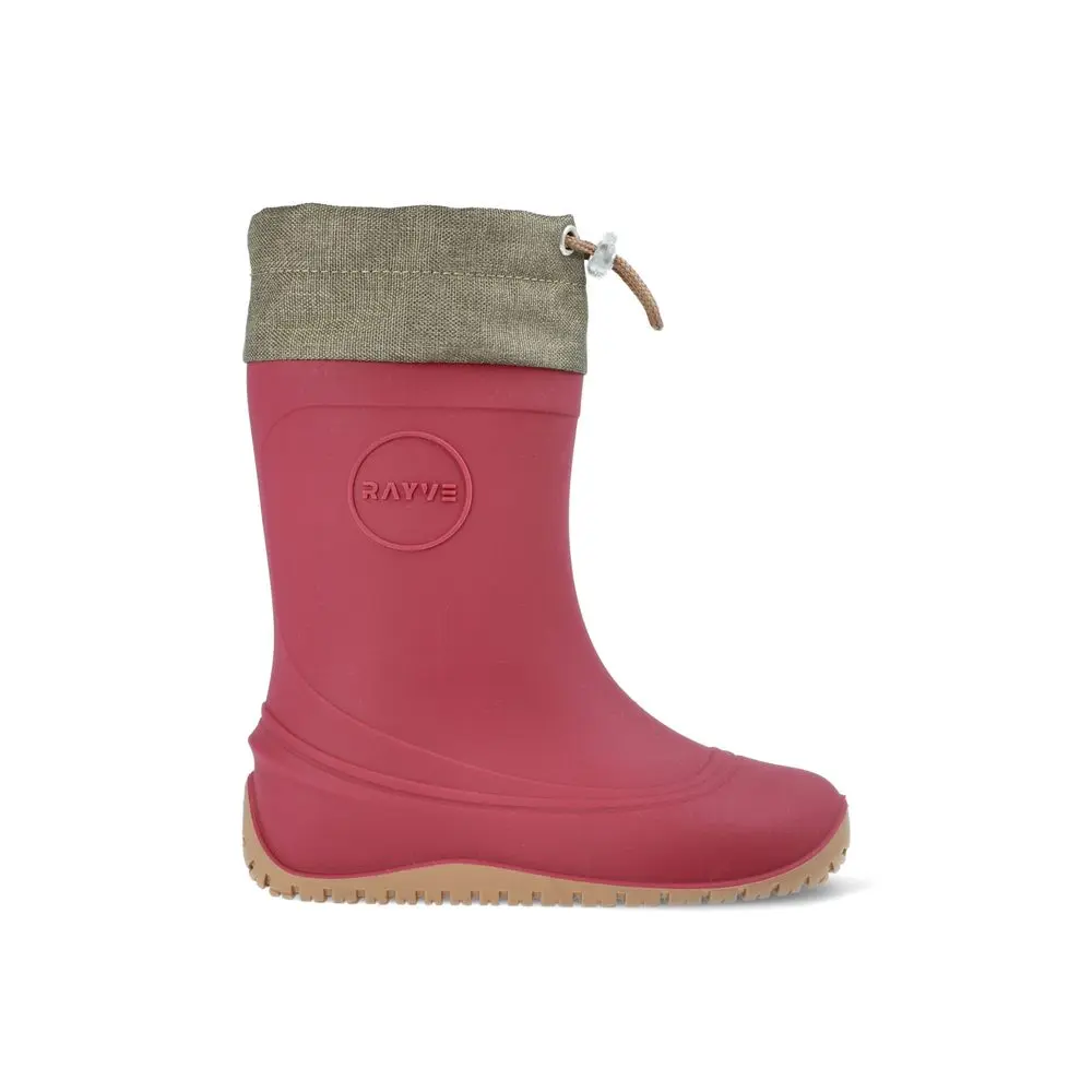 RAYVE MONSOON COVER WINTER Bordeaux | Dětské zateplené barefoot holínky -